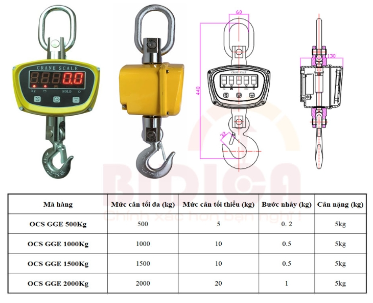 Cân Treo Điện Tử GGE 1 Tấn OCS